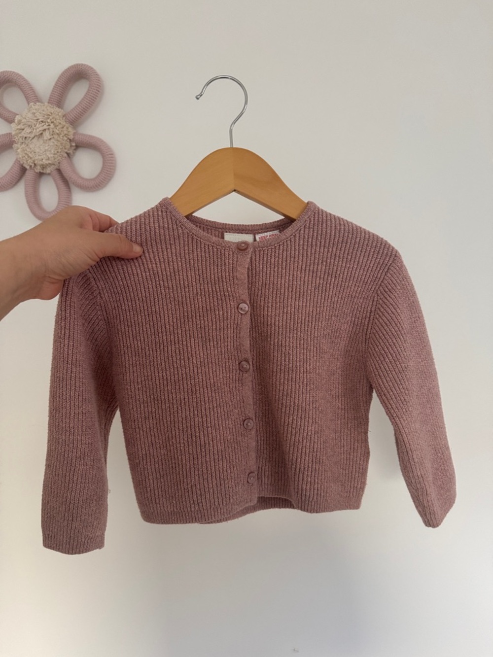 Zara Knit Mauve Pink Ribbed Cardigan